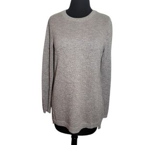 J. Jill crew neck shimnering gray silver rib knit long sleeve sweater size XS